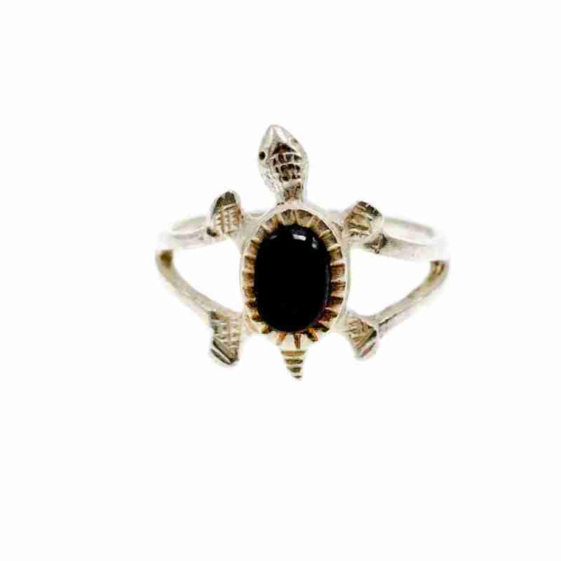Sky Jewelry Серебряное кольцо с Черным Ониксом 925 проба *Черепаха*