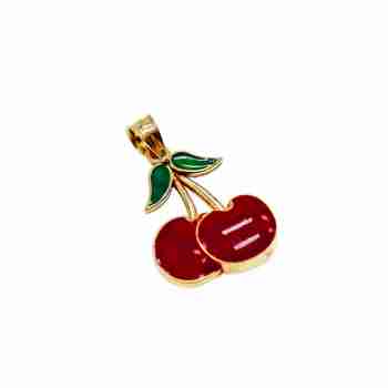 Sky Jewelry Золотой кулон с Эмалью 10К (417 проба) *Вишня*