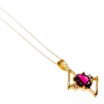 Sky Jewelry Золотая цепочка с кулоном Альмандин и Бриллианты