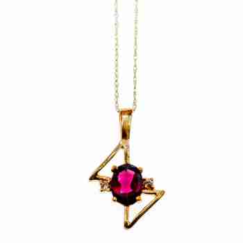 Sky Jewelry Золотая цепочка с кулоном Альмандин и Бриллианты