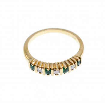 Sky Jewelry Золотое кольцо с Изумрудом и белым Топазом