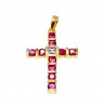 Sky Jewelry Золотой Крестик с Рубинами и Бриллиантом  14К (585 проба)