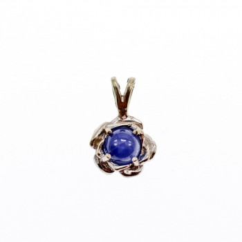 Sky Jewelry Золотой Кулон с камнем  Синий Звездчатый Сапфир