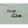 Sky Jewelry Серебряные Серьги с камнями  Гранат и Кварц
