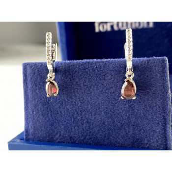 Sky Jewelry Серебряные Серьги с камнями  Гранат и Кварц