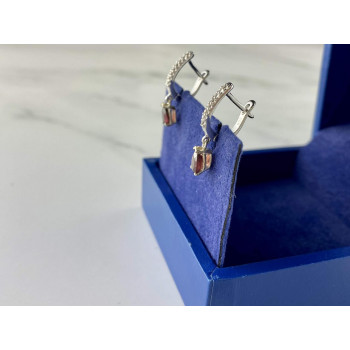 Sky Jewelry Серебряные Серьги с камнями  Гранат и Кварц