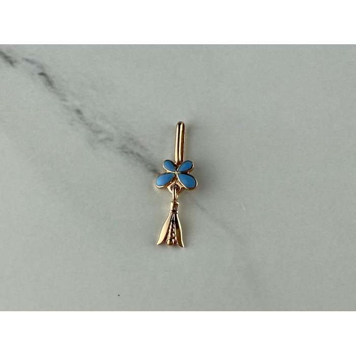 Sky Jewelry Золотой кулон с голубой Эмалью 583 проба