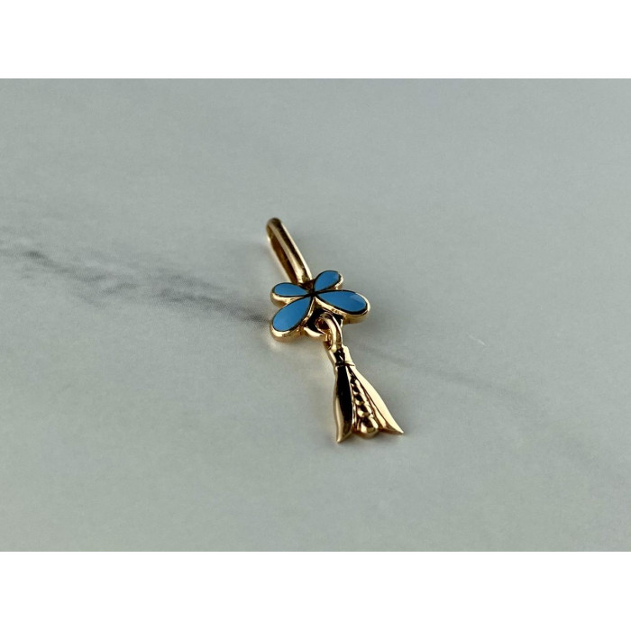 Sky Jewelry Золотой кулон с голубой Эмалью 583 проба