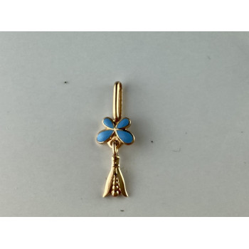 Sky Jewelry Золотой кулон с голубой Эмалью 583 проба