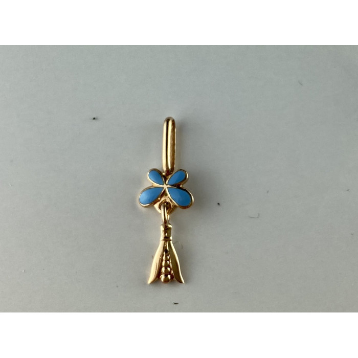 Sky Jewelry Золотой кулон с голубой Эмалью 583 проба