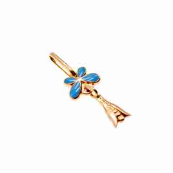 Sky Jewelry Золотой кулон с голубой Эмалью 583 проба