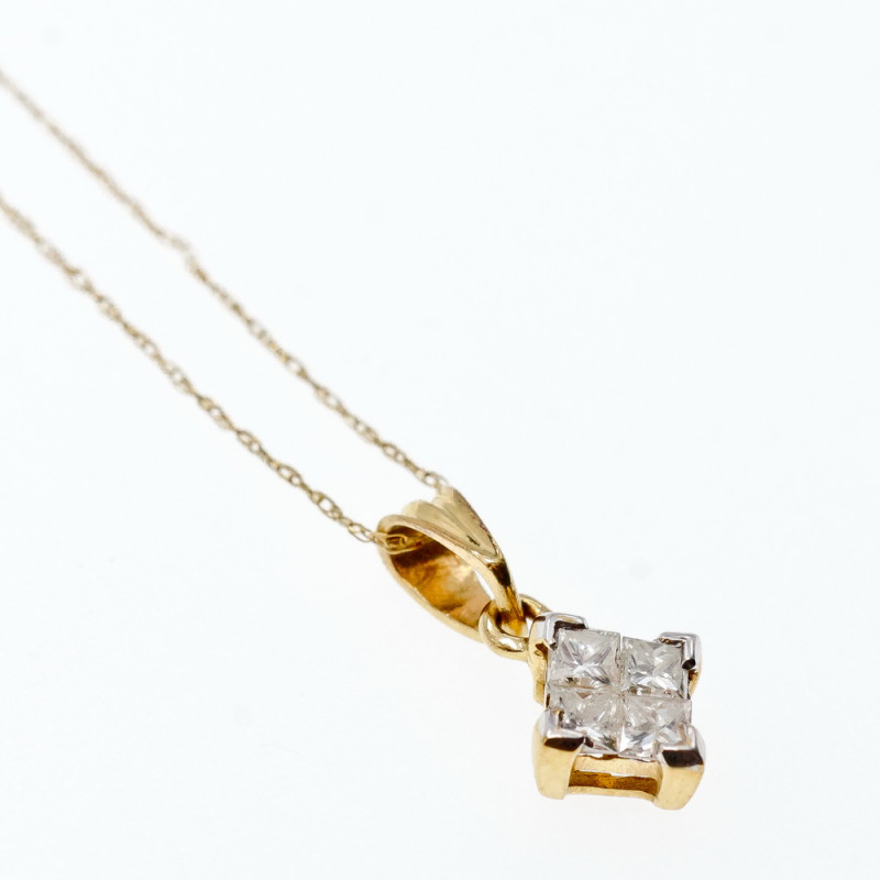 Sky Jewelry Золотая цепочка 10К (417 проба) с кулоном 14К (585 проба) белый Сапфир