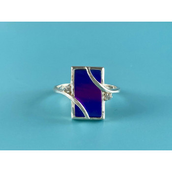 Sky Jewelry Серебряное кольцо со вставкой из анодированного Титана и Кварцем