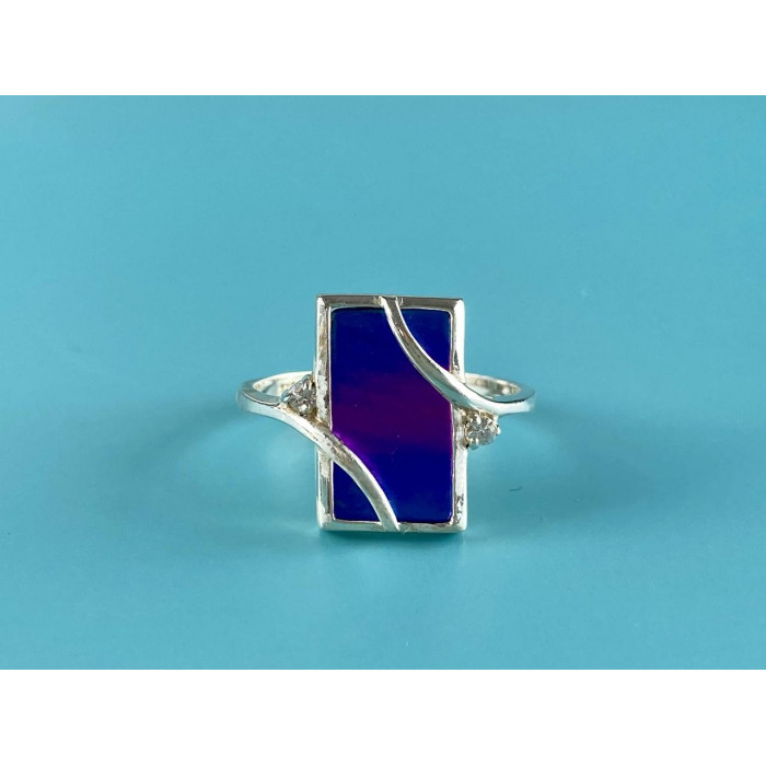 Sky Jewelry Серебряное кольцо со вставкой из анодированного Титана и Кварцем