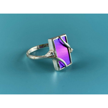 Sky Jewelry Серебряное кольцо со вставкой из анодированного Титана и Кварцем