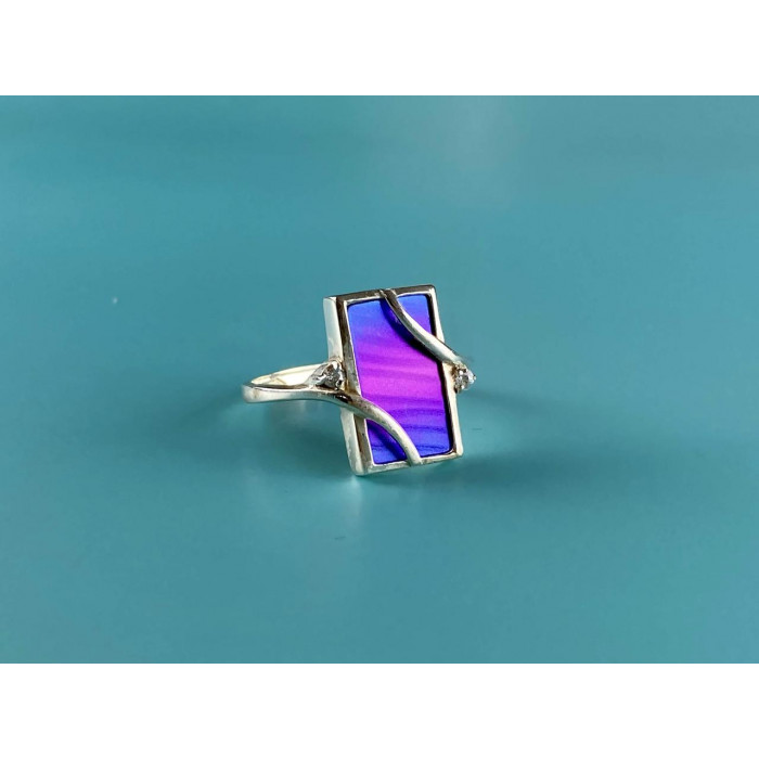 Sky Jewelry Серебряное кольцо со вставкой из анодированного Титана и Кварцем