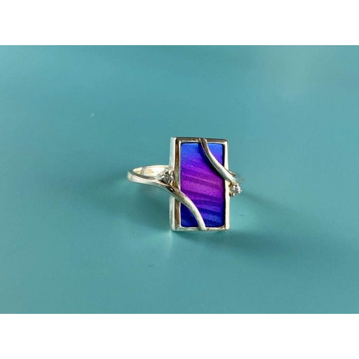 Sky Jewelry Серебряное кольцо со вставкой из анодированного Титана и Кварцем