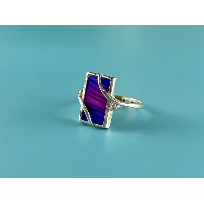 Sky Jewelry Серебряное кольцо со вставкой из анодированного Титана и Кварцем