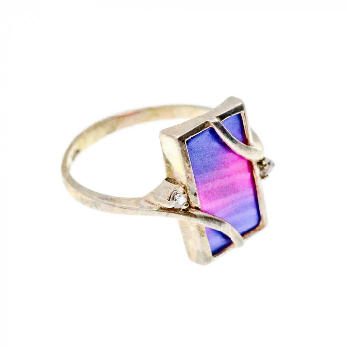 Sky Jewelry Серебряное кольцо со вставкой из анодированного Титана и Кварцем