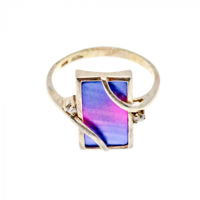 Sky Jewelry Серебряное кольцо со вставкой из анодированного Титана и Кварцем