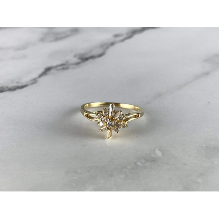 Sky Jewelry Золотое кольцо 14К (585 проба) с Бриллиантами и Сапфирами