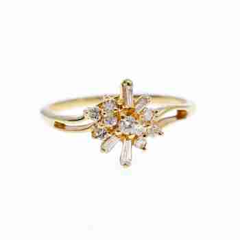 Sky Jewelry Золотое кольцо 14К (585 проба) с Бриллиантами и Сапфирами