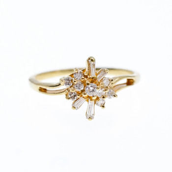 Sky Jewelry Золотое кольцо 14К (585 проба) с Бриллиантами и Сапфирами