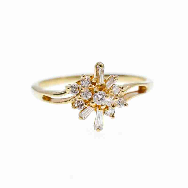 Sky Jewelry Золотое кольцо 14К (585 проба) с Бриллиантами и Сапфирами