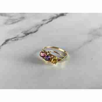 Sky Jewelry Золотое Кольцо 10К (417 проба) с камнями Гелиодор, Морганит и Турмалин