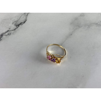 Sky Jewelry Золотое Кольцо 10К (417 проба) с камнями Гелиодор, Морганит и Турмалин