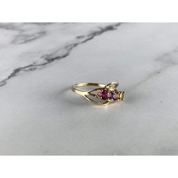 Sky Jewelry Золотое Кольцо 10К (417 проба) с камнями Гелиодор, Морганит и Турмалин