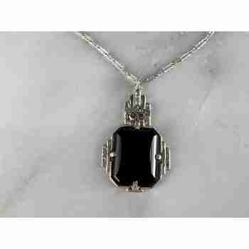 Sky Jewelry Серебряная Цепочка с Кулоном Черный Нефрит и Морион