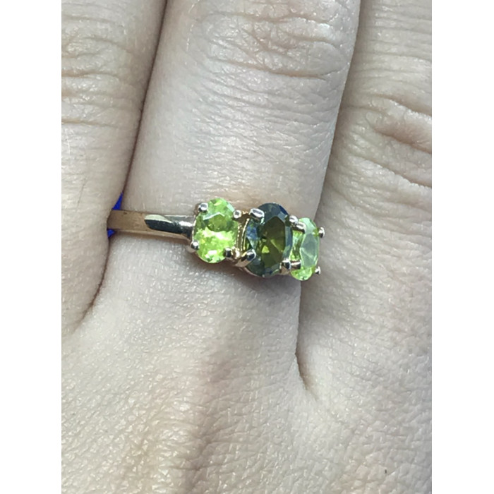 Sky Jewelry Серебряное кольцо (позолота) с хризолитом