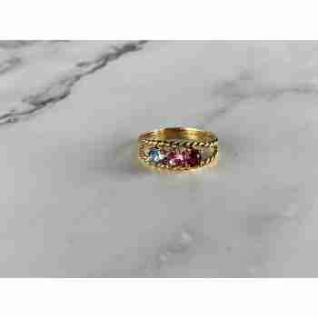 Sky Jewelry Кольцо в позолоте с разноцветными Фианитами