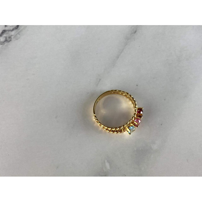 Sky Jewelry Кольцо в позолоте с разноцветными Фианитами