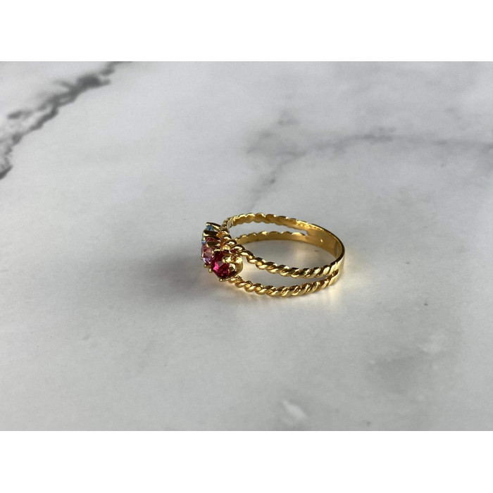 Sky Jewelry Кольцо в позолоте с разноцветными Фианитами