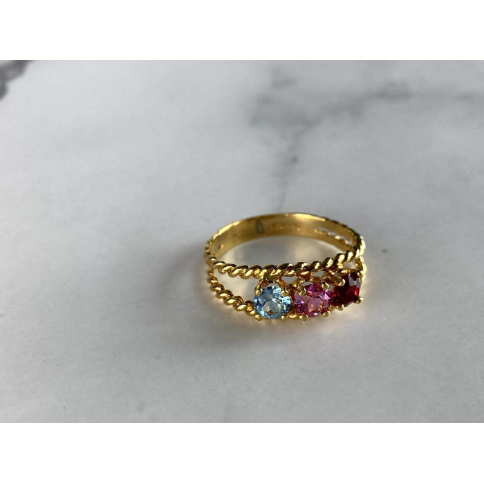 Sky Jewelry Кольцо в позолоте с разноцветными Фианитами