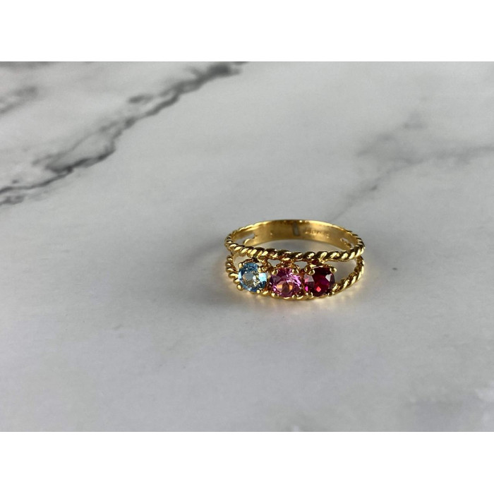 Sky Jewelry Кольцо в позолоте с разноцветными Фианитами