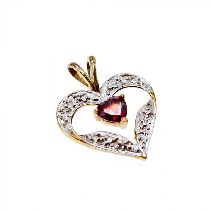 Sky Jewelry Золотой Кулон с Гранатом *Гранатовое Сердце*