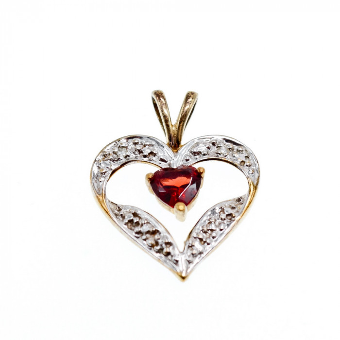 Sky Jewelry Золотой Кулон с Гранатом *Гранатовое Сердце*