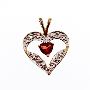 Sky Jewelry Золотой Кулон с Гранатом *Гранатовое Сердце*