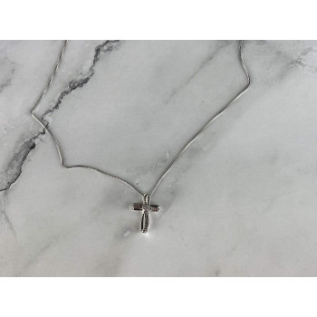 Sky Jewelry Серебряная Цепочка с Крестиком *Белый Топаз*  Italy