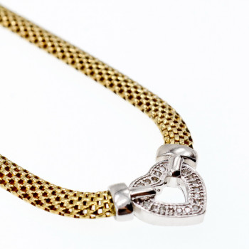 Sky Jewelry Серебряное Ожерелье в позолоте с белым Сапфиром 925 проба Italy  *Сердце