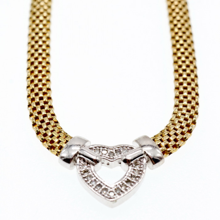 Sky Jewelry Серебряное Ожерелье в позолоте с белым Сапфиром 925 проба Italy  *Сердце