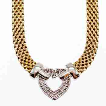Sky Jewelry Серебряное Ожерелье в позолоте с белым Сапфиром 925 проба Italy  *Сердце