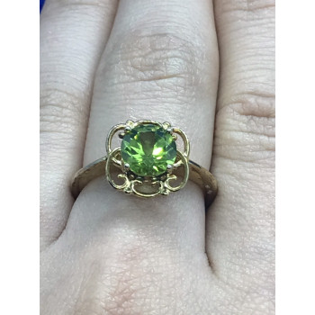 Sky Jewelry Серебряное кольцо (позолота) с камнем Хризолит