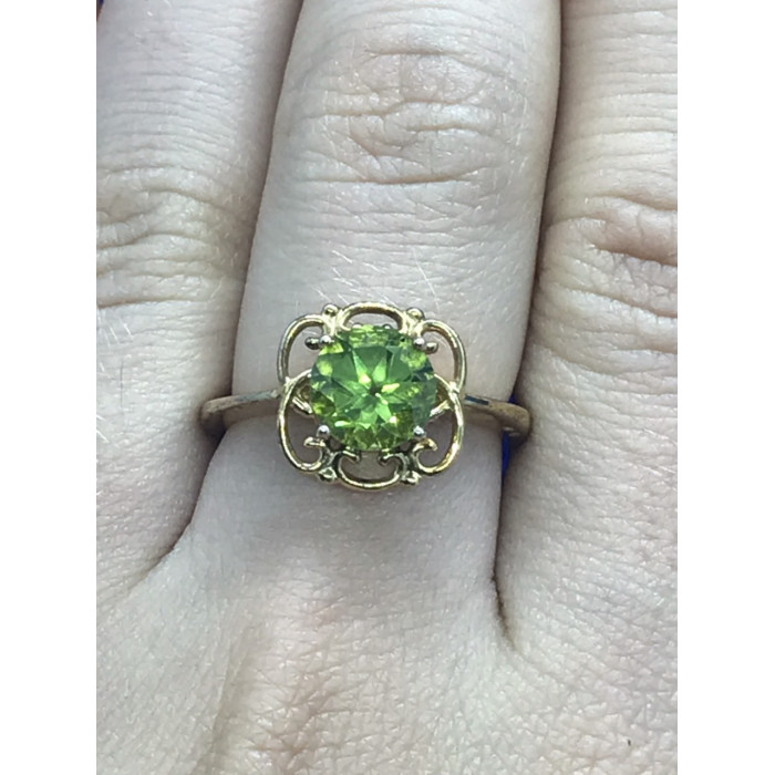 Sky Jewelry Серебряное кольцо (позолота) с камнем Хризолит