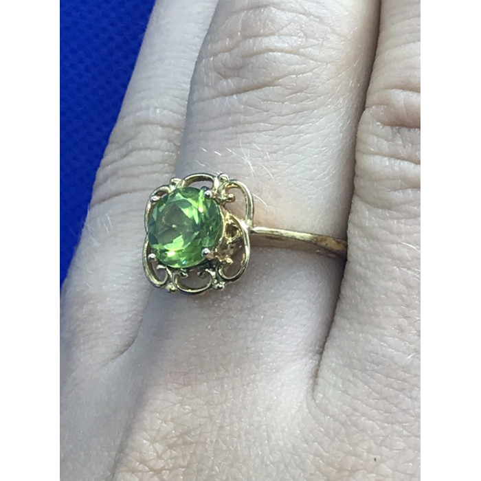 Sky Jewelry Серебряное кольцо (позолота) с камнем Хризолит