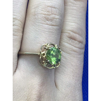 Sky Jewelry Серебряное кольцо (позолота) с камнем Хризолит