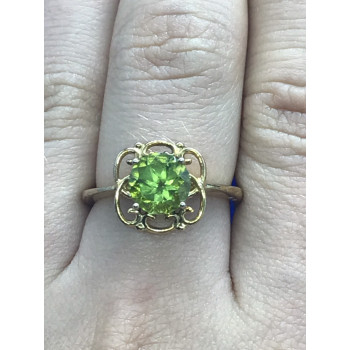 Sky Jewelry Серебряное кольцо (позолота) с камнем Хризолит